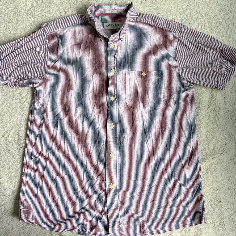 Men's Orvis Seersucker Shirt - Size L